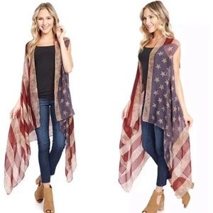 Vintage Look American Flag Vest/Cover Up